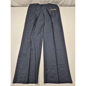 VTG Zanieri Dress Pants Mens 44x37 Blue Wool Pleated Straight Unhemmed Italy